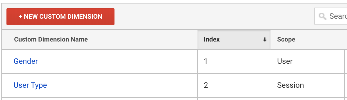 custom dimension mapping screenshot