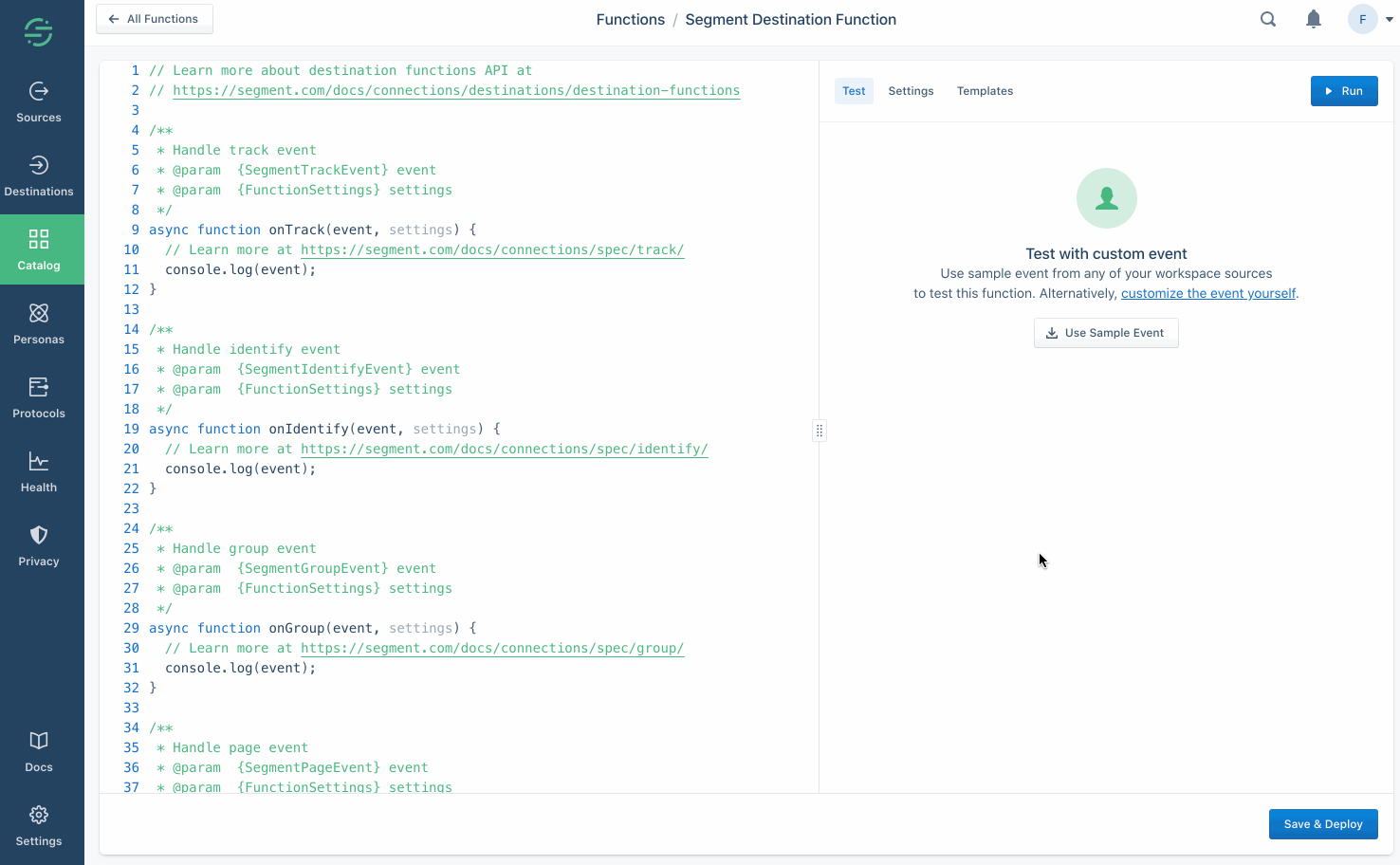 Capture events to test your function