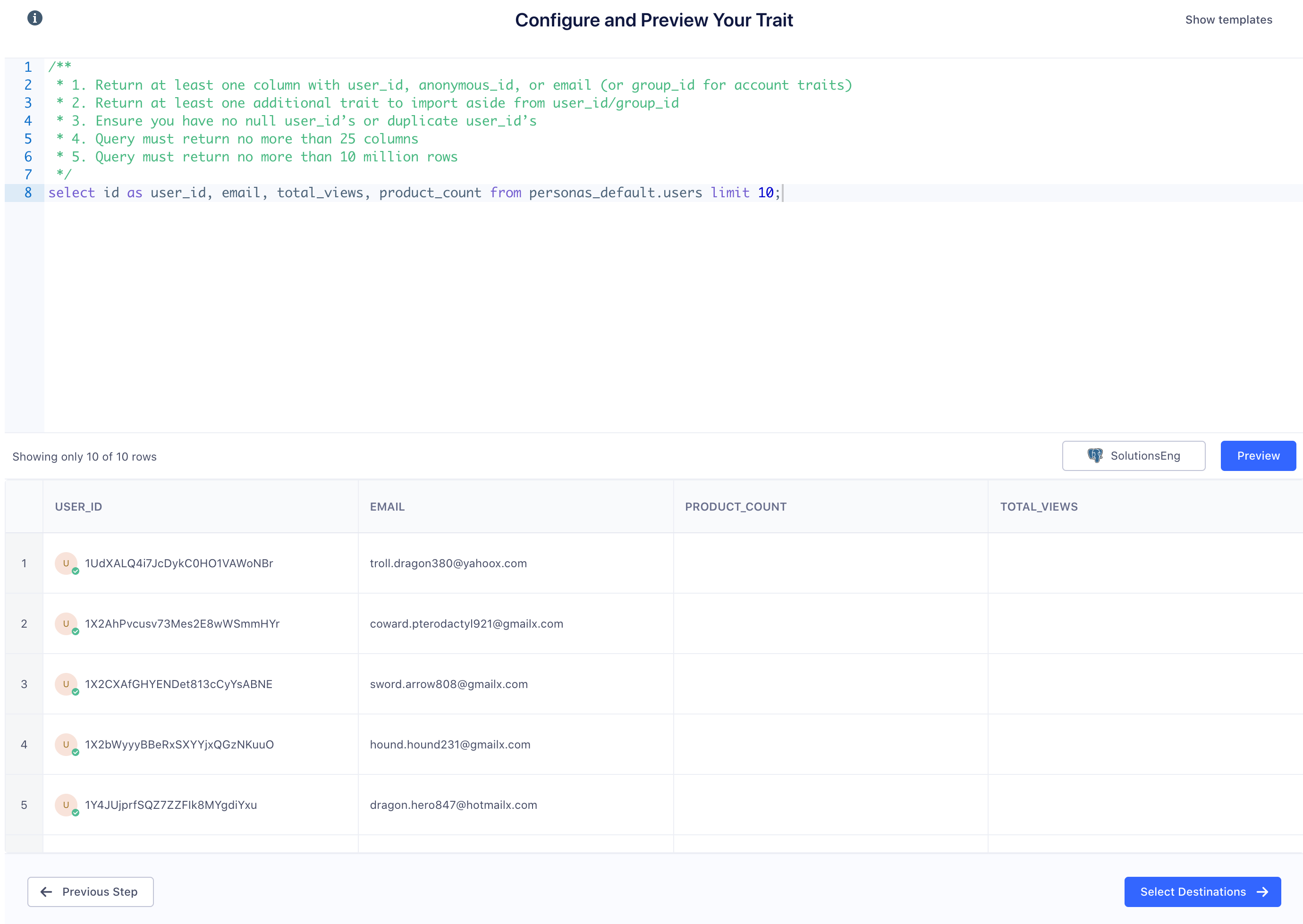 Click on a user to check out their profile. If a user has a question mark, we haven't seen this user_id in Personas before